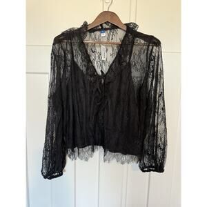 Old Navy Women's Lace V-Neck Long Sleeve Black NWT XL New Years Holiday Party